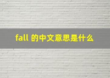 fall 的中文意思是什么